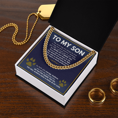 To My Son From Mom, Son Gifts From Mom and Dad, Mother and Son Necklace, Birthday Gift For My Son Graduation Christmas Cuban Link Chain Necklace Present