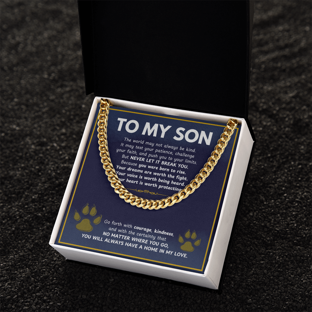 To My Son From Mom, Son Gifts From Mom and Dad, Mother and Son Necklace, Birthday Gift For My Son Graduation Christmas Cuban Link Chain Necklace Present