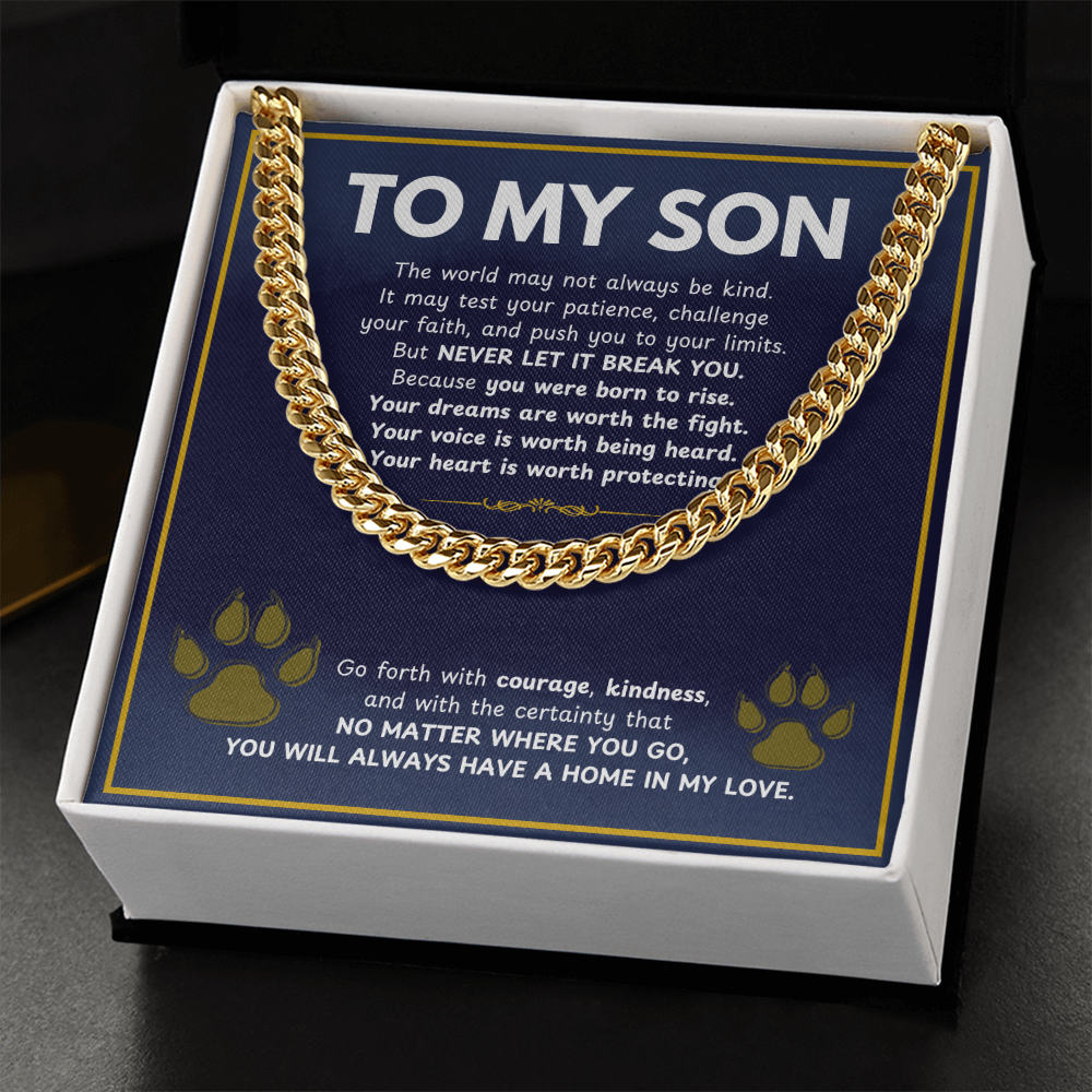 To My Son From Mom, Son Gifts From Mom and Dad, Mother and Son Necklace, Birthday Gift For My Son Graduation Christmas Cuban Link Chain Necklace Present