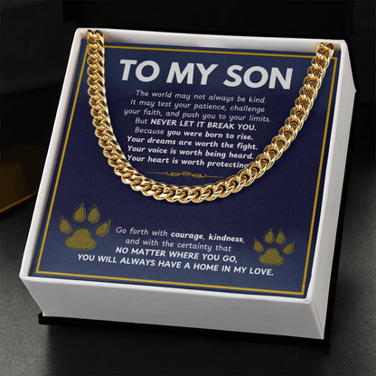 To My Son From Mom, Son Gifts From Mom and Dad, Mother and Son Necklace, Birthday Gift For My Son Graduation Christmas Cuban Link Chain Necklace Present