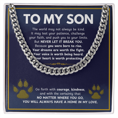 To My Son From Mom, Son Gifts From Mom and Dad, Mother and Son Necklace, Birthday Gift For My Son Graduation Christmas Cuban Link Chain Necklace Present