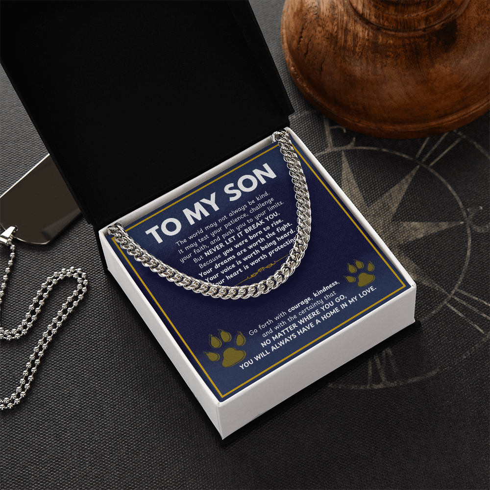 To My Son From Mom, Son Gifts From Mom and Dad, Mother and Son Necklace, Birthday Gift For My Son Graduation Christmas Cuban Link Chain Necklace Present