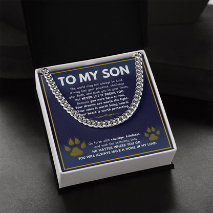 To My Son From Mom, Son Gifts From Mom and Dad, Mother and Son Necklace, Birthday Gift For My Son Graduation Christmas Cuban Link Chain Necklace Present