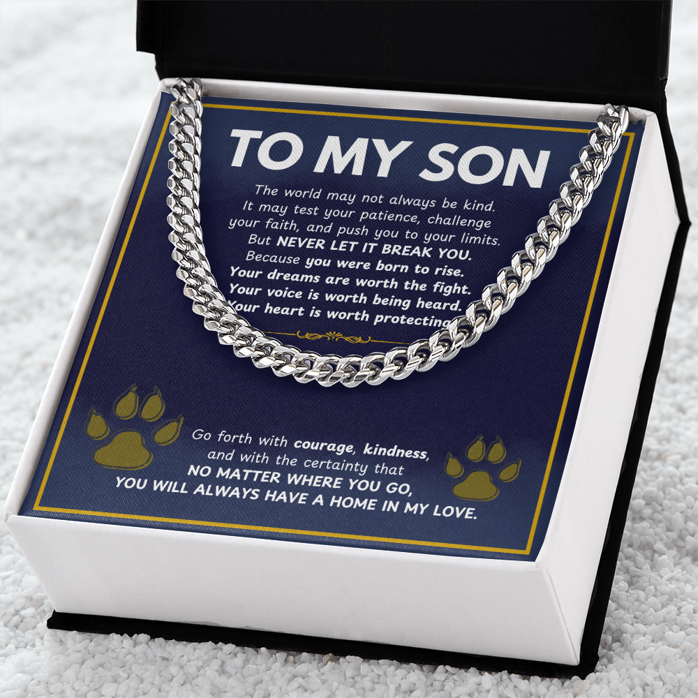 To My Son From Mom, Son Gifts From Mom and Dad, Mother and Son Necklace, Birthday Gift For My Son Graduation Christmas Cuban Link Chain Necklace Present