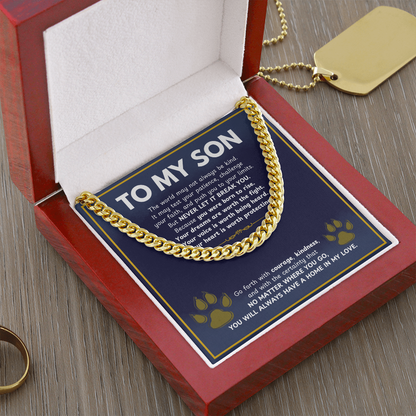 To My Son From Mom, Son Gifts From Mom and Dad, Mother and Son Necklace, Birthday Gift For My Son Graduation Christmas Cuban Link Chain Necklace Present