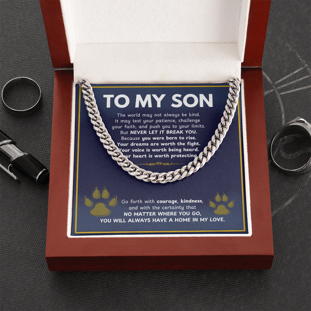 To My Son From Mom, Son Gifts From Mom and Dad, Mother and Son Necklace, Birthday Gift For My Son Graduation Christmas Cuban Link Chain Necklace Present