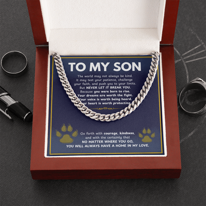 To My Son From Mom, Son Gifts From Mom and Dad, Mother and Son Necklace, Birthday Gift For My Son Graduation Christmas Cuban Link Chain Necklace Present