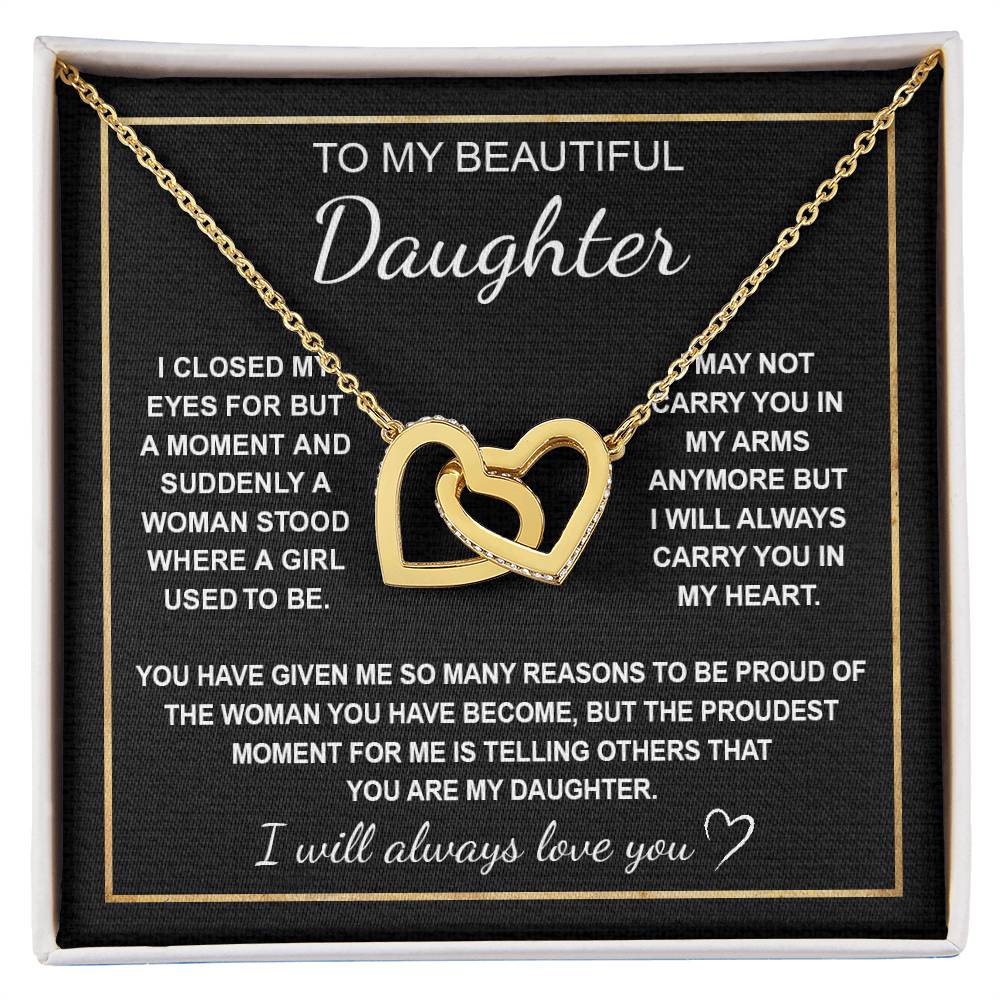 To My Daughter 3 - Interlocking Hearts Necklace