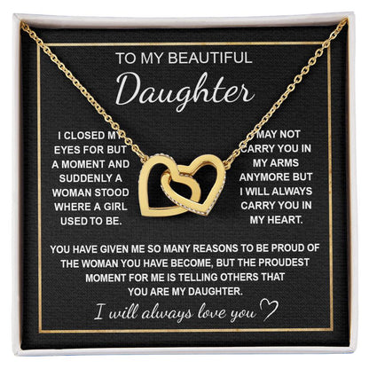 To My Daughter 3 - Interlocking Hearts Necklace