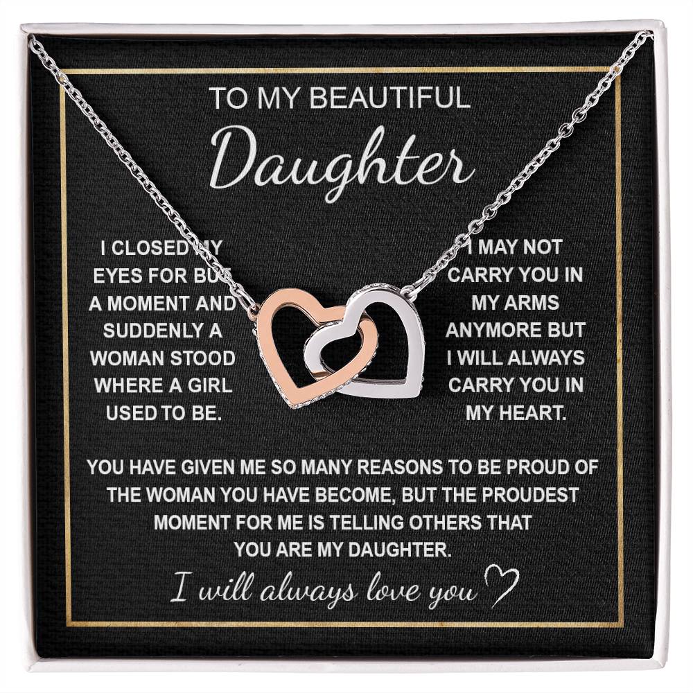 To My Daughter 3 - Interlocking Hearts Necklace