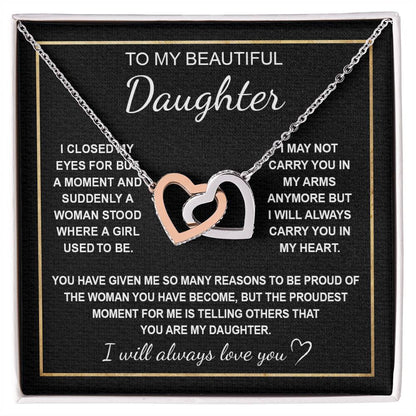 To My Daughter 3 - Interlocking Hearts Necklace