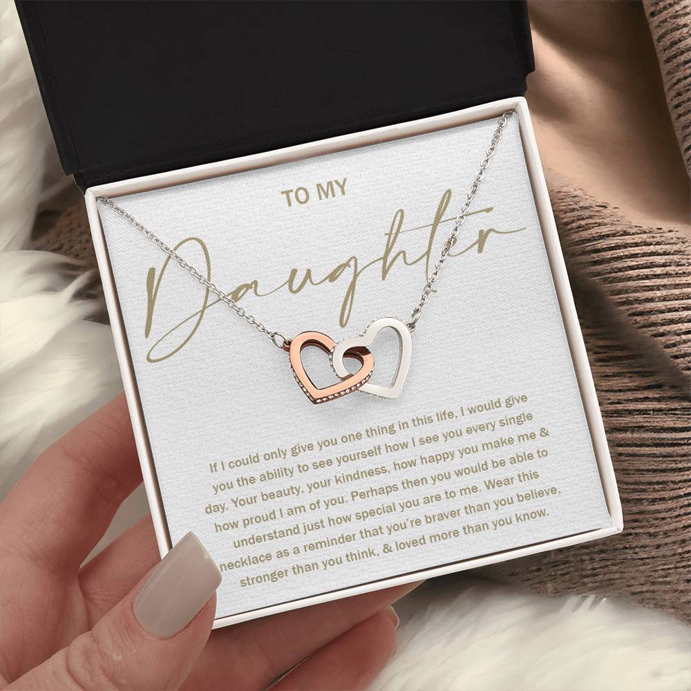 To My Daughter 8 - Interlocking Hearts Necklace